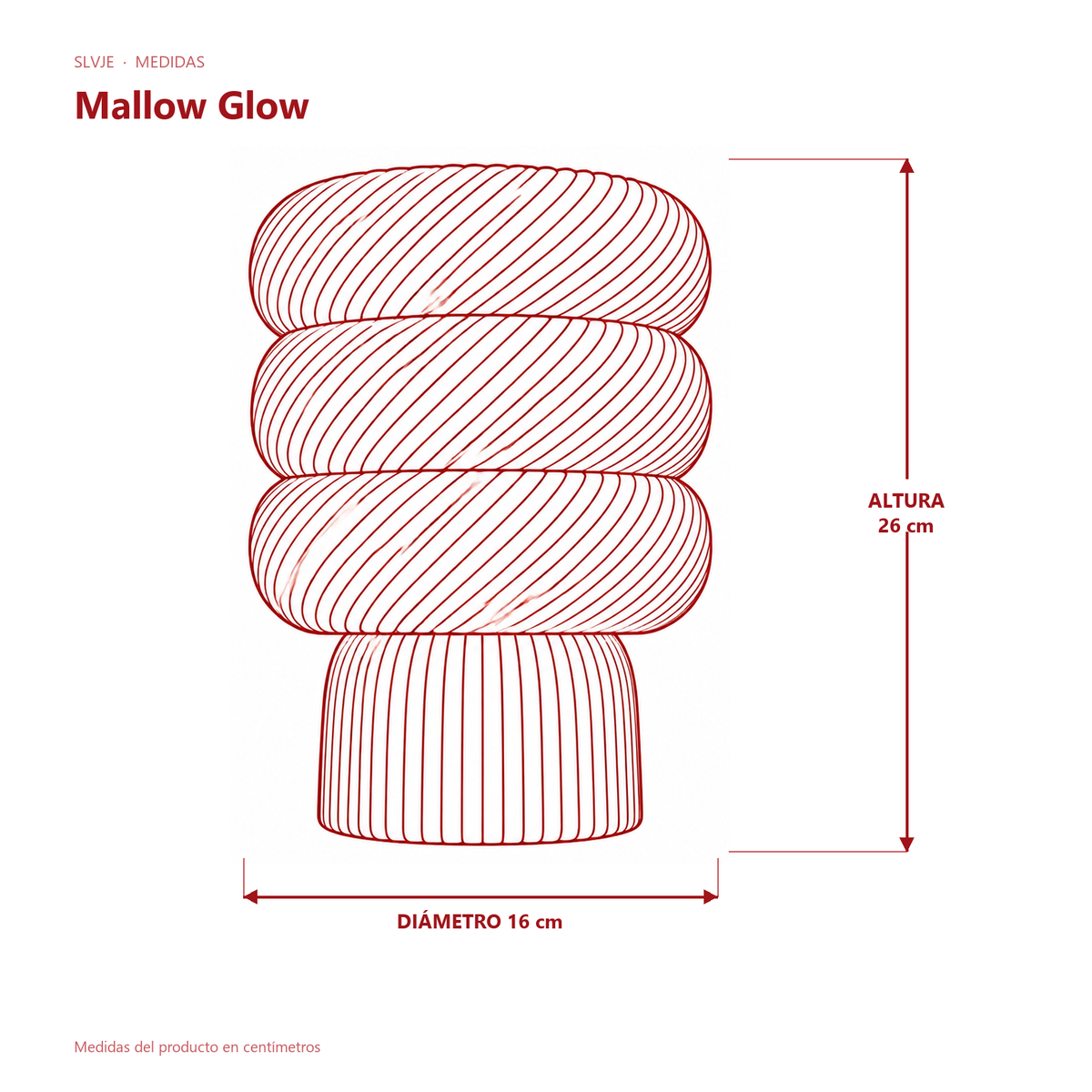Medidas de la lámpara Mallow Glow de SLVJE