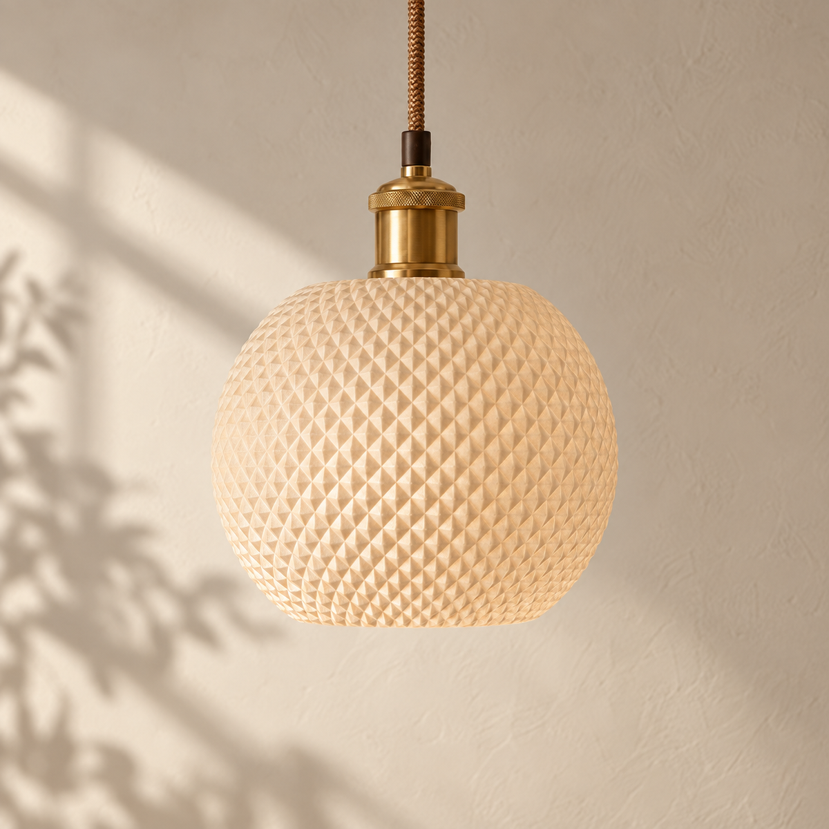 Lámpara Colgante Prisma Redonda - Beige