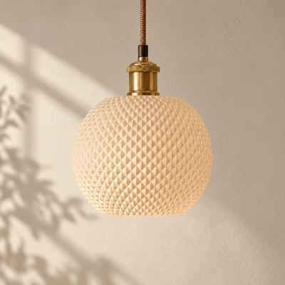 Lámpara Colgante Prisma Redonda - Beige