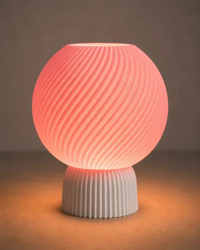 Lámpara de mesa Brown Glow Blanco/Rosa SLVJE, ideal como velador o lámpara de escritorio