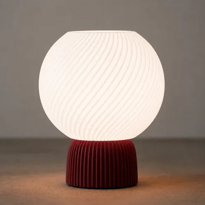Lámpara de mesa Brown Glow Bordó/Blanco SLVJE, ideal como velador o lámpara de escritorio