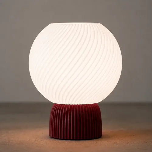 Lámpara de mesa Brown Glow Bordó/Blanco SLVJE, ideal como velador o lámpara de escritorio