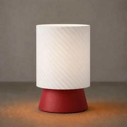 Lámpara de mesa Spiral Glow Rojo/Blanco SLVJE, ideal para el velador del dormitorio o el escritorio
